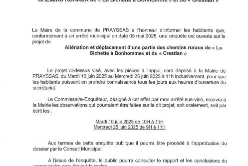 AVIS D'ENQUETE PUBLIQUE AVIS D'ENQUETE PUBLIQUE